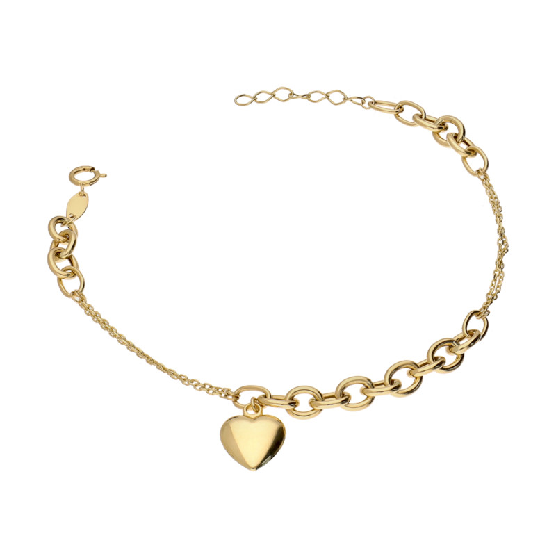 Zlatý náramek se srdcem charms r. 585 | iSezam.cz