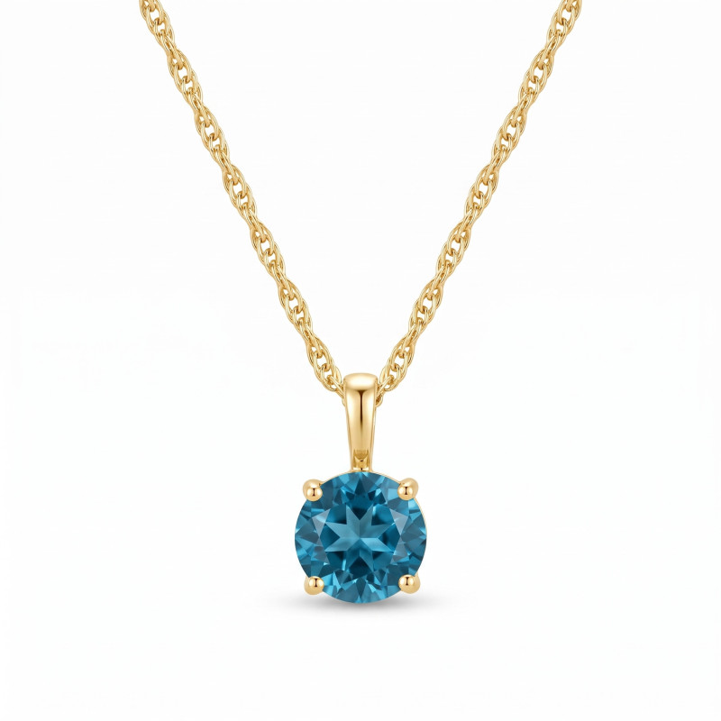 Náhrdelník zlatý s topazem London Blue 585 | iSezam.cz