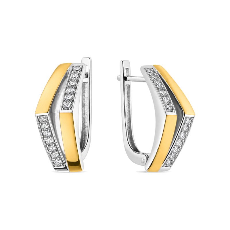 Náušnice twin LINE zir 2rx2bl seříznuté/ang PX 1586_AU375 blaszka gold AgAu