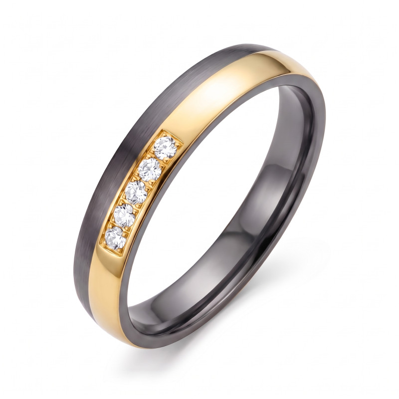 Tantalový snubní prsten se zlatem a diamanty 0,05 ct | iSezam.cz