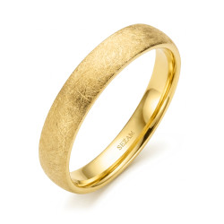 Elegantní snubní prsten ze zlata ryzosti 585 s matným povrchem. Šířka 4 mm, polokruhový profil. Gravírování a balení zdarma. Kup