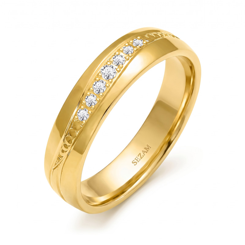 Snubní prsten ze zlata 585 s diamanty | iSezam.cz