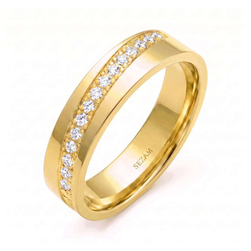 Snubní prsten zlatý 585 s diamanty | iSezam.cz