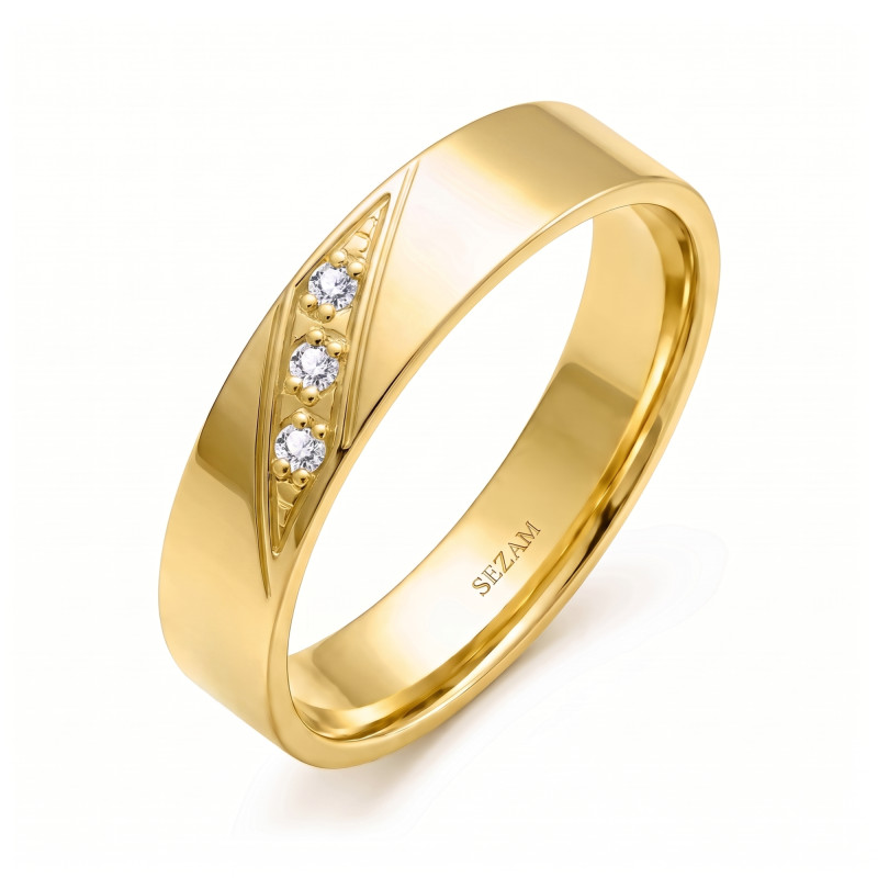Zlatý snubní prsten 585 s diamanty, 4 mm | iSezam.cz