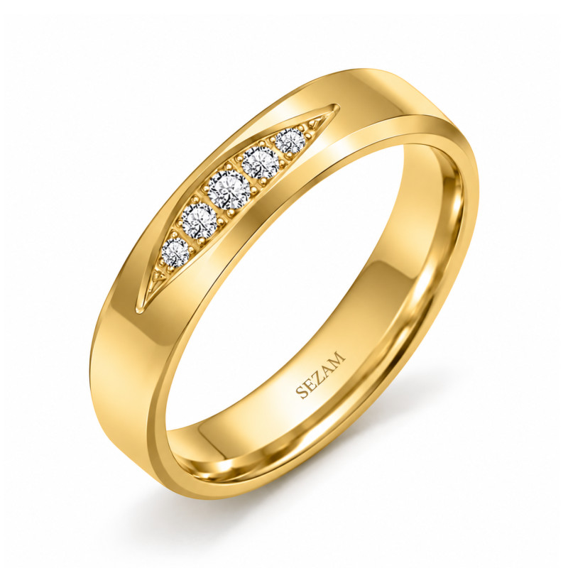 Snubní prsten ze zlata 585 s diamanty | iSezam.cz