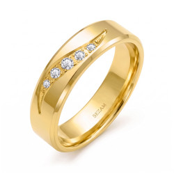 Snubní prsten ze zlata 585 s diamanty | iSezam.cz