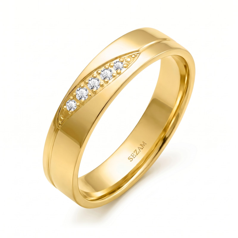 Snubní prsten ze zlata 585 s diamanty | iSezam.cz