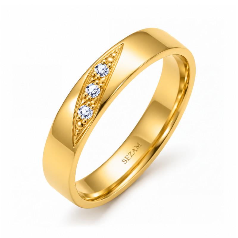Snubní prsten ze zlata 585 s diamanty | iSezam.cz