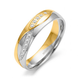 Snubní prsten dvoubarevné zlato 585 s diamanty | iSezam.cz