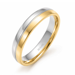 Elegantní dvoubarevný snubní prsten ze zlata 585 | iSezam.cz