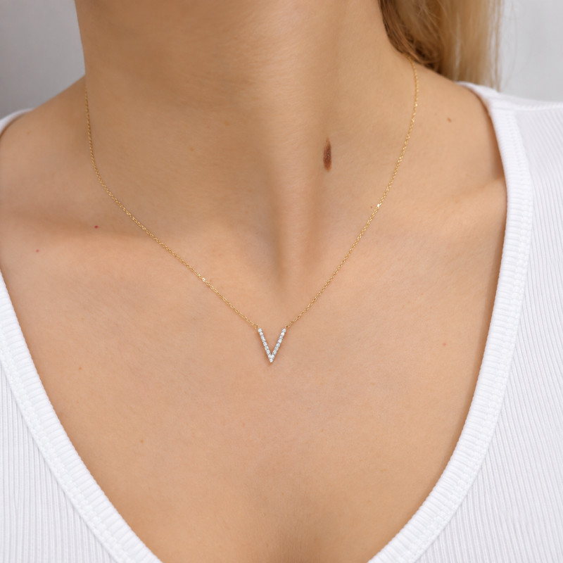 Náhrdelník Wishbone-0,07ct/anker AW 05776 Y ryzost 585