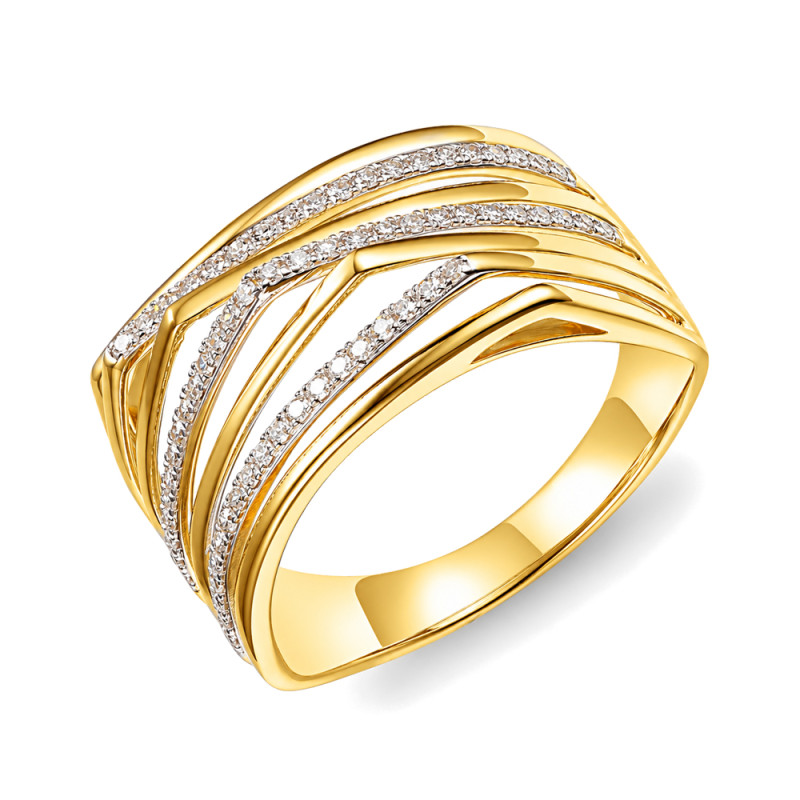 Zlatý prsten LINE s diamanty 0,24 ct, zlato 585