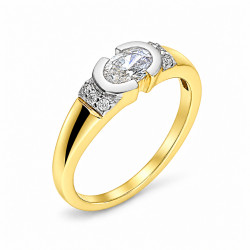 Zlatý prsten Elegance s oválným zirkonem ryz. 585 | iSezam.cz