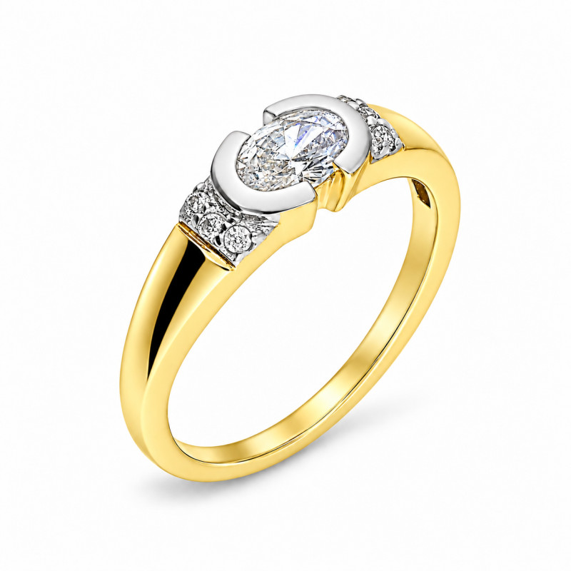 Zlatý prsten Elegance s oválným zirkonem ryz. 585 | iSezam.cz