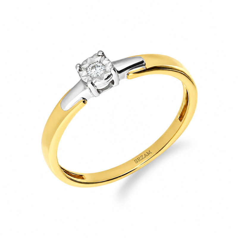 Zlatý zásnubní prsten s diamantem Soliter 585 | iSezam.cz