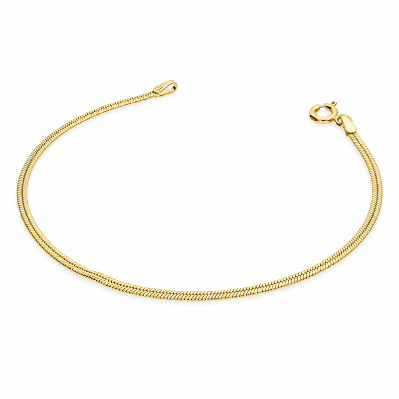 Pozlacený stříbrný náramek Snake plochý r. 925 | iSezam.cz