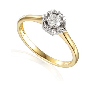 Pierścionek złoty z diamentem FLOWER  AW 35222 YW próba 585 Sezam - 1