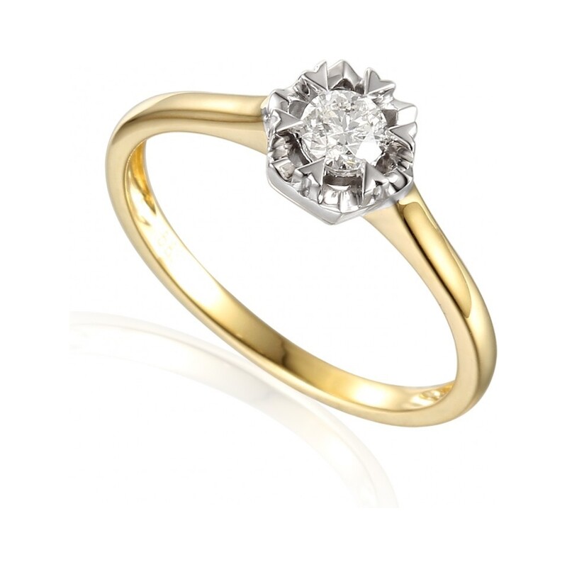 Pierścionek złoty z diamentem FLOWER  AW 35222 YW próba 585 Sezam - 1