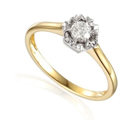 Pierścionek złoty z diamentem FLOWER  AW 35222 YW próba 585 Sezam - 1