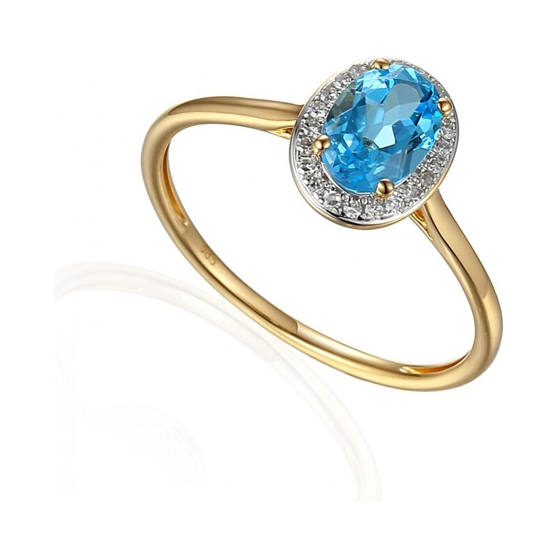 Pierścionek topaz blue  AW 62898 Y-TO owal próba 585 Sezam - 1