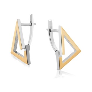 Stříbrné náušnice trojúhelník 3D | iSezam.cz