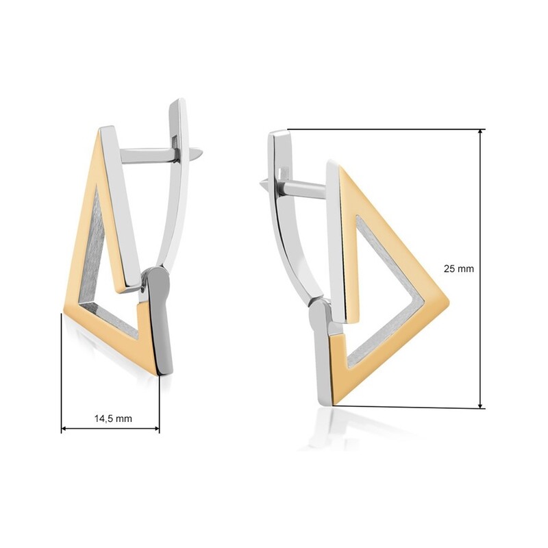Stříbrné náušnice trojúhelník 3D rámeček DC 416_AU375
