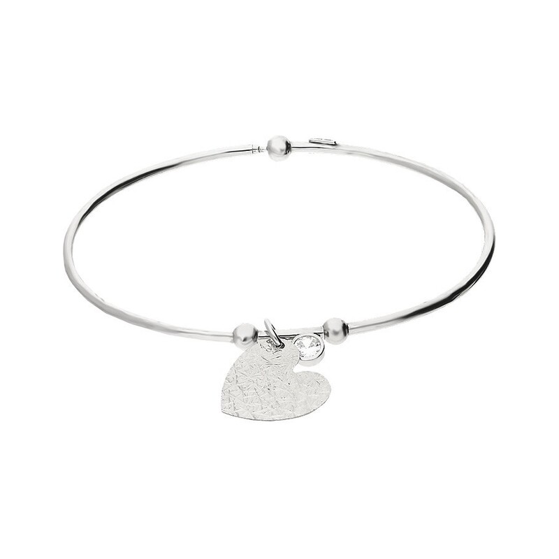 Stříbrný bangle náramek se srdcem | iSezam.cz