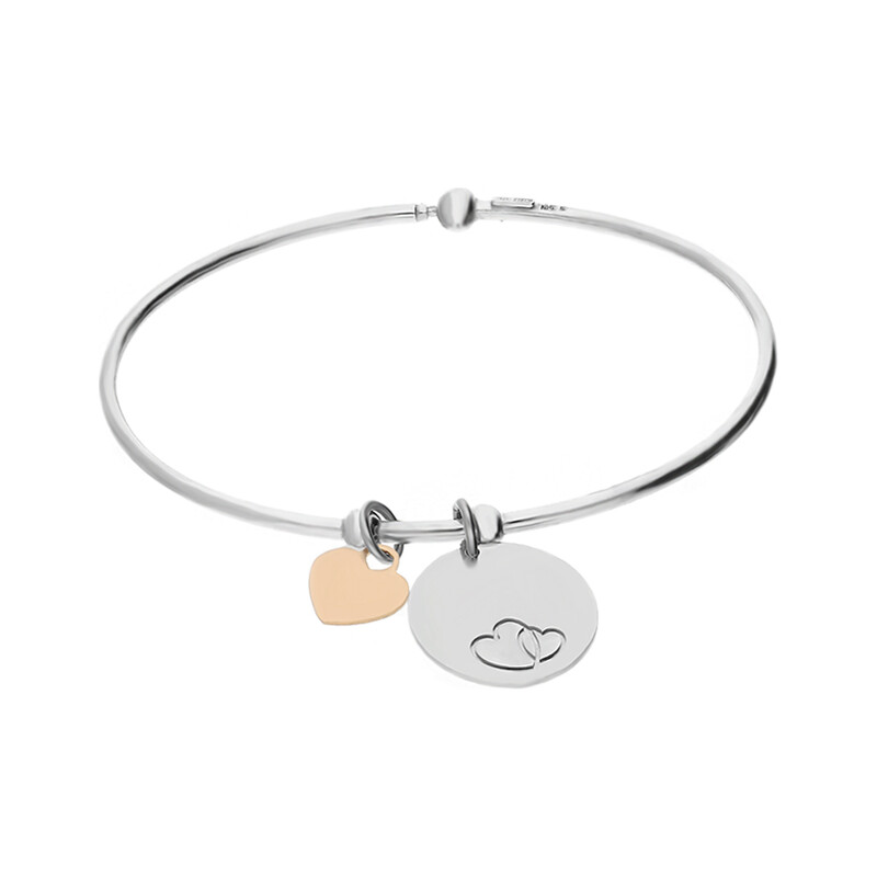 Stříbrný Bangle náramek srdce a kolečko | iSezam.cz