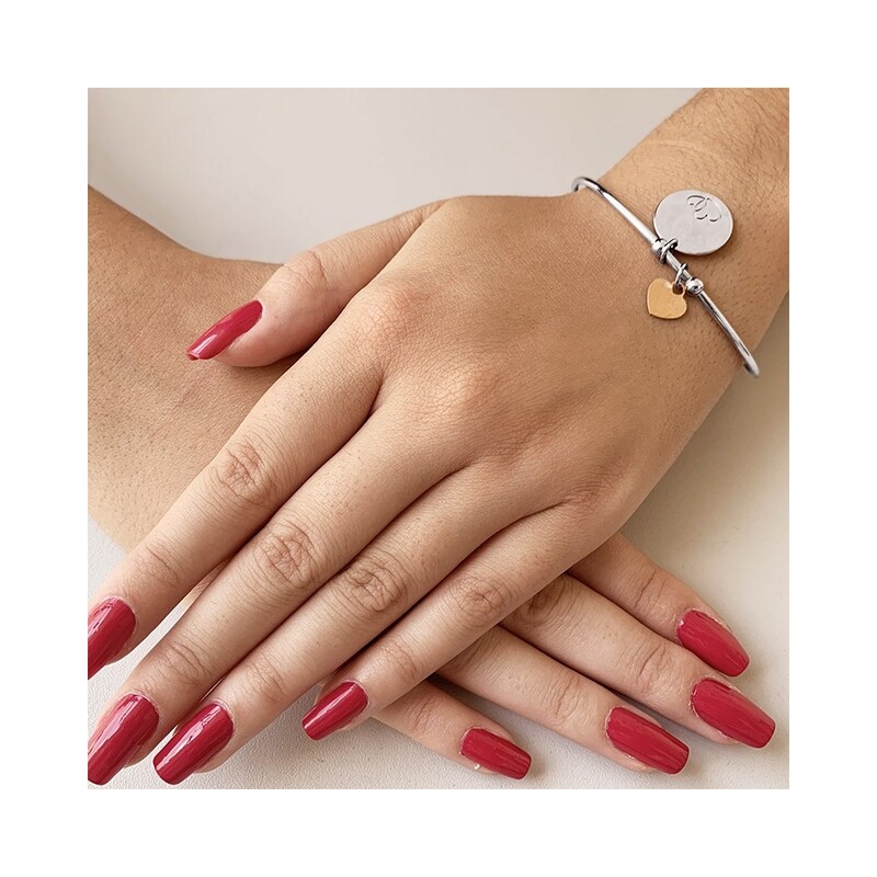 Bangle náramek kolečko gravír+srdce rose č. RT BIG bangle srdce rose ryzost 925
