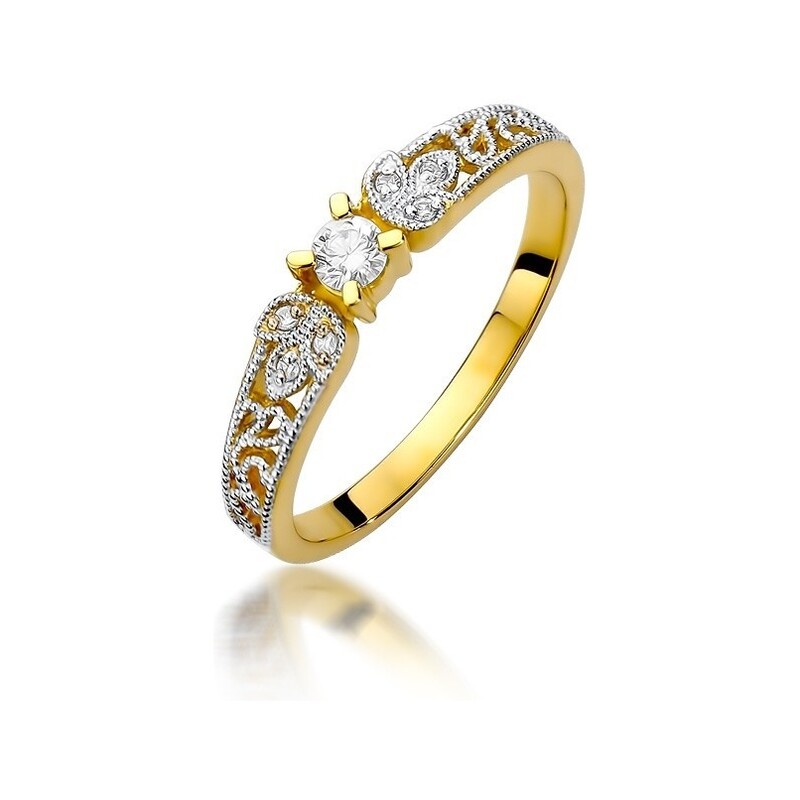 Zlatý zásnubní prsten s diamanty | iSezam.cz