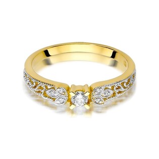 Zlatý zásnubní prsten s diamanty | iSezam.cz