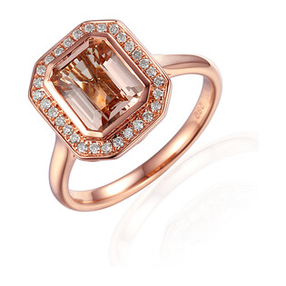 Zásnubní prsten s morganitem a diamanty | iSezam.cz