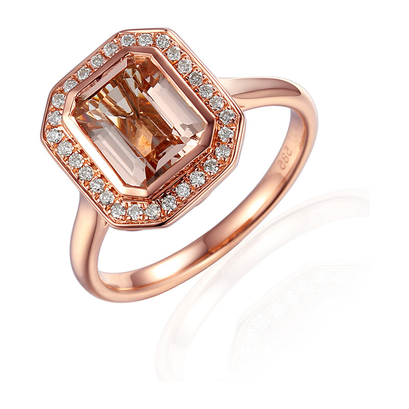 Zásnubní prsten s morganitem a diamanty | iSezam.cz