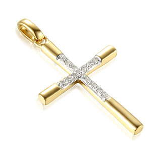 Zlatý křížek s diamanty Line ryzost 585 - Jubiler Sezam