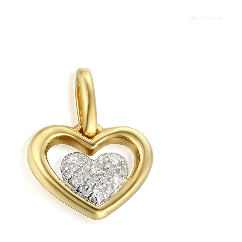 Zlaté srdíčko s diamanty 0,02ct | iSezam.cz