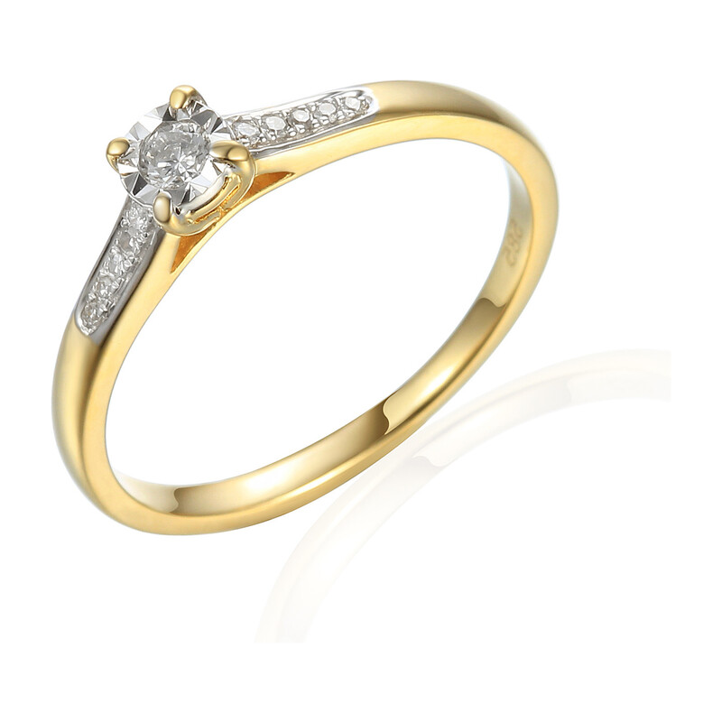 Zlatý prsten Soliter s brilianty 0,08ct | iSezam.cz