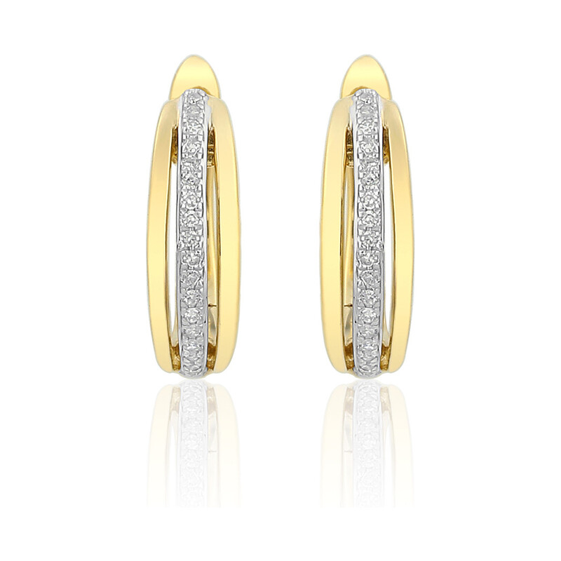 Zlaté náušnice Line s diamanty 0,08 ct, zlato 585
