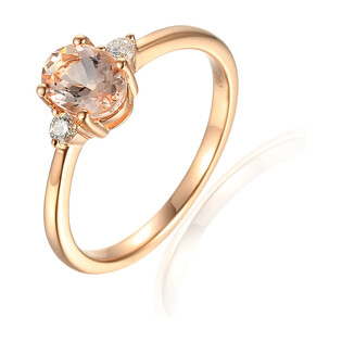 Pierścionek morganit 0,64ct+bryl 0,07ct AW 37303 R próba 585