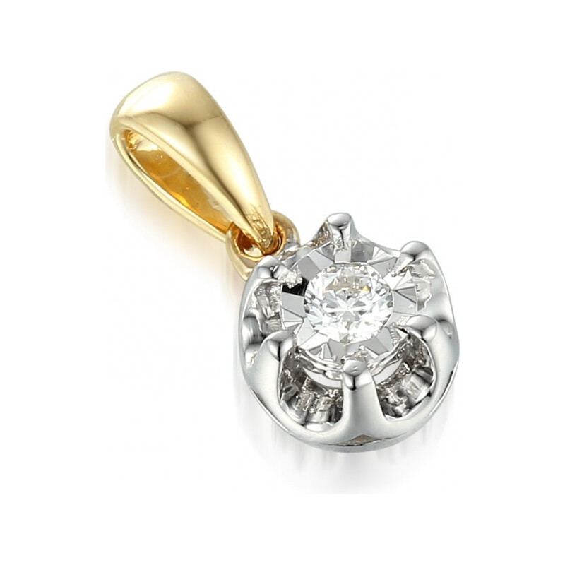 Přívěsek s diamantem Flower č. AW 55114 YW zlato 14 karátů