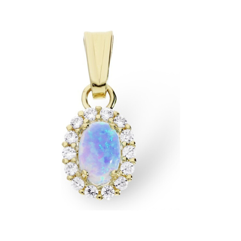 Zawieszka opal niebieski owal+cyrkonie OS 96-3064 BLU próba 585 Sezam - 2