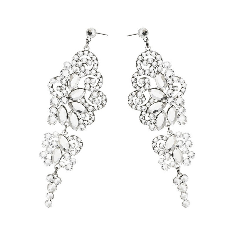Srebrne kolczyki ślubne GRACE z kryształkami Swarovski RD 765-1 crystal próba 925 Sezam - 1