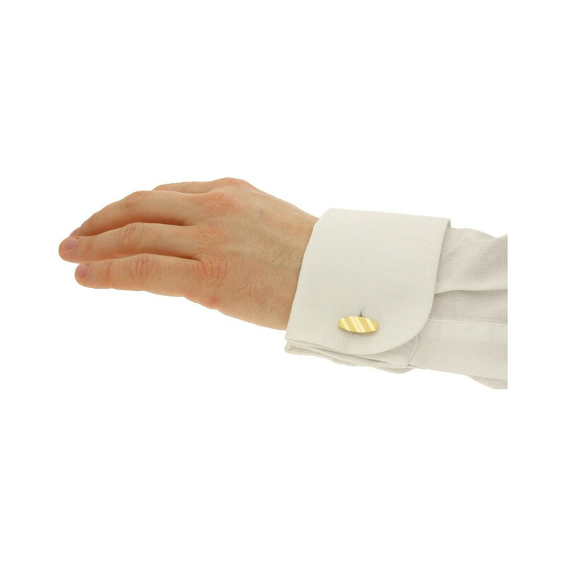 Zlaté manžetové knoflíčky soudky s matnými proužky CB G-062 ryzost 585