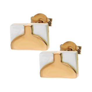 Kolczyki prostokąt z białą masą perłową rose NJ03 2630001 próba 925