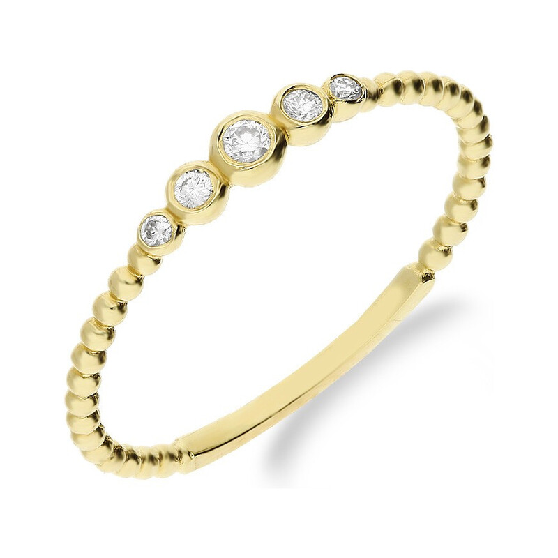Zlatý zásnubní prsten s diamanty RINGS č. S3 MP030 beads ryzost 585