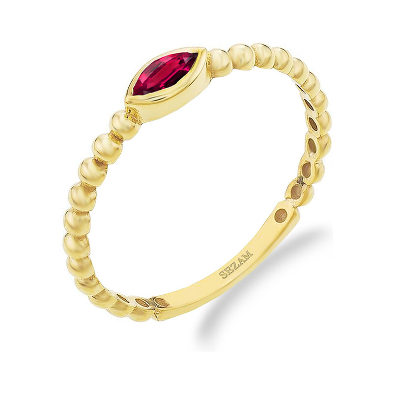 Pierścionek RINGS bead z czerwoną cyrkonią PY YYZ0821 próba 375