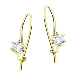 Kolczyki złote cyrkonia 6ł soliter/bigiel LP 18K35-DCE0006-Y-CZ próba 375
