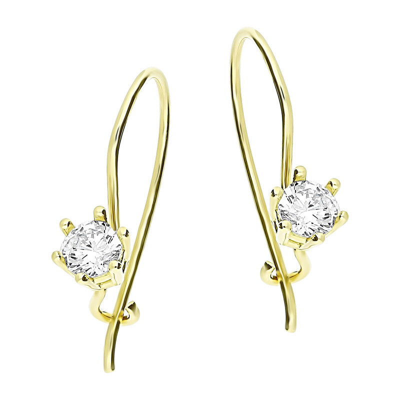 Kolczyki złote cyrkonia 6ł soliter/bigiel LP 18K35-DCE0006-Y-CZ próba 375