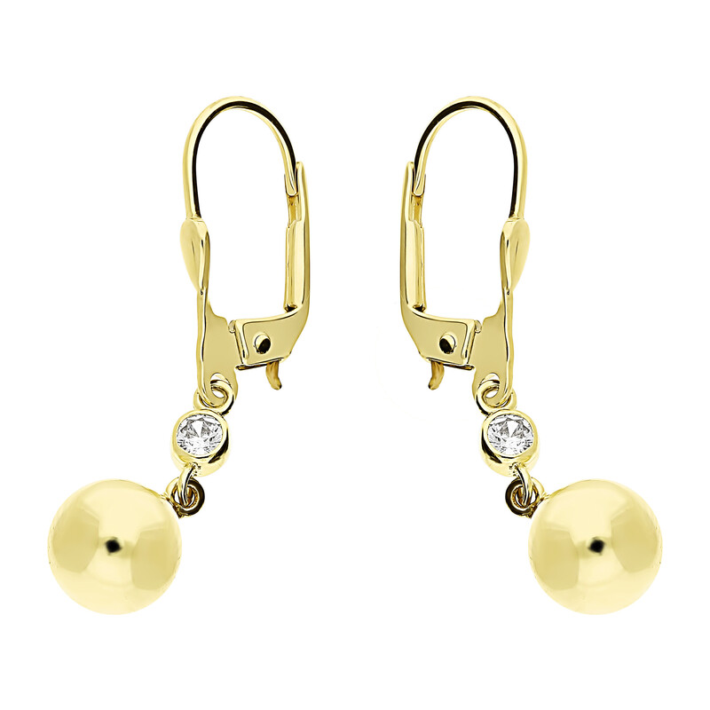 Kolczyki złote kulka wypukła 7mm z cyrkonią/big.zam LP 18K70-TE0027-Y-CZ próba 585