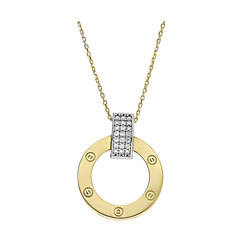 Zlatý náhrdelník kolečko rámeček č. MZ T5-NE-0219-176-CZ ryzost 375