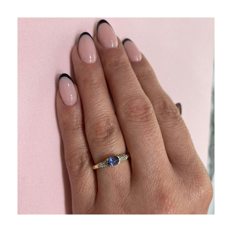 Prsten tanzanit 0,46ct+bril 0,05ct RSV0266 TZN ovál ryzost 585
